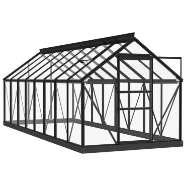 vidaXL Θερμοκήπιο Γυάλινο Ανθρακί 155 x 395,5 x 191 εκ. από Αλουμίνιο