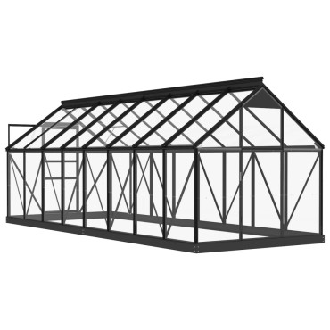 vidaXL Θερμοκήπιο Γυάλινο Ανθρακί 155 x 395,5 x 191 εκ. από Αλουμίνιο