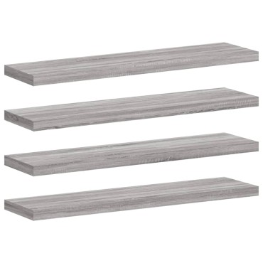 vidaXL Ράφια Τοίχου 4 τεμ. Γκρι Sonoma 40x10x1,5cm Επεξεργ. Ξύλο