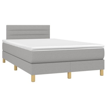 vidaXL Κρεβάτι Boxspring με Στρώμα & LED Αν.Γκρι 120x190εκ. Υφασμάτινο