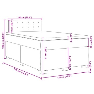 vidaXL Κρεβάτι Boxspring με Στρώμα Σκούρο Καφέ 120x190 εκ Υφασμάτινο