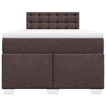 vidaXL Κρεβάτι Boxspring με Στρώμα Σκούρο Καφέ 120x190 εκ Υφασμάτινο