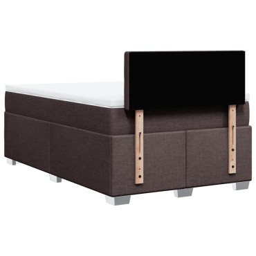 vidaXL Κρεβάτι Boxspring με Στρώμα Σκούρο Καφέ 120x190 εκ Υφασμάτινο