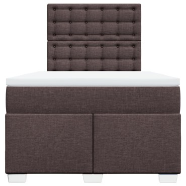 vidaXL Κρεβάτι Boxspring με Στρώμα Σκούρο Καφέ 120x190 εκ Υφασμάτινο