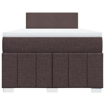 vidaXL Κρεβάτι Boxspring με Στρώμα Σκούρο Καφέ 120x190 εκ Υφασμάτινο
