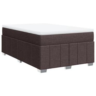 vidaXL Κρεβάτι Boxspring με Στρώμα Σκούρο Καφέ 120x190 εκ Υφασμάτινο