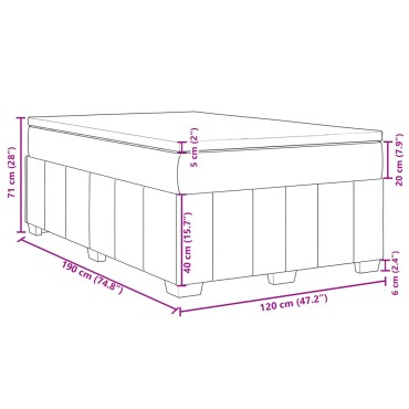 vidaXL Κρεβάτι Boxspring με Στρώμα Σκούρο Καφέ 120x190 εκ Υφασμάτινο