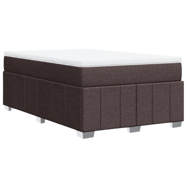 vidaXL Κρεβάτι Boxspring με Στρώμα Σκούρο Καφέ 120x190 εκ Υφασμάτινο
