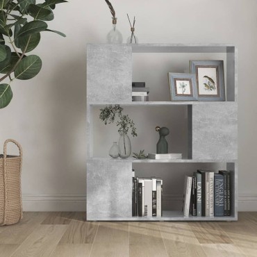 vidaXL Βιβλιοθήκη/Διαχωριστ. Χώρου Γκρι Σκυρ. 80x24x94cm Μοριοσανίδα 1 τεμ.