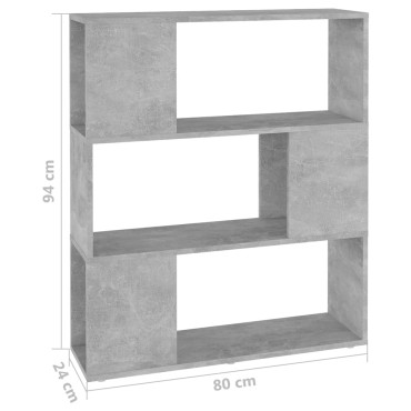 vidaXL Βιβλιοθήκη/Διαχωριστ. Χώρου Γκρι Σκυρ. 80x24x94cm Μοριοσανίδα 1 τεμ.