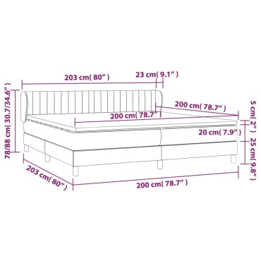 vidaXL Κρεβάτι Boxspring με Στρώμα Σκούρο Πράσινο 200x200εκ. Βελούδινο