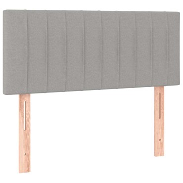 vidaXL Κρεβάτι Boxspring με Στρώμα & LED Αν.Γκρι 120x190εκ. Υφασμάτινο