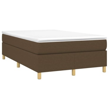 vidaXL Κρεβάτι Boxspring με Στρώμα Σκούρο Καφέ 120x190 εκ Υφασμάτινο