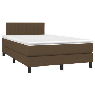 vidaXL Κρεβάτι Boxspring με Στρώμα Σκούρο Καφέ 120x190 εκ Υφασμάτινο