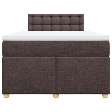 vidaXL Κρεβάτι Boxspring με Στρώμα Σκούρο Καφέ 120x190 εκ Υφασμάτινο