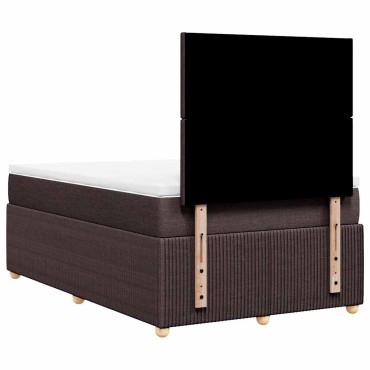 vidaXL Κρεβάτι Boxspring με Στρώμα Σκούρο Καφέ 120x190 εκ Υφασμάτινο