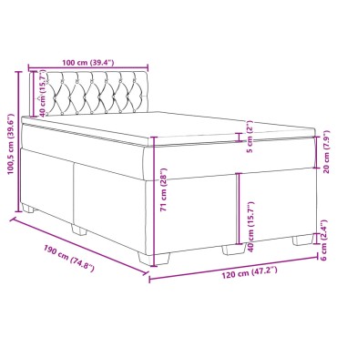 vidaXL Κρεβάτι Boxspring με Στρώμα Σκούρο Καφέ 120x190 εκ Υφασμάτινο
