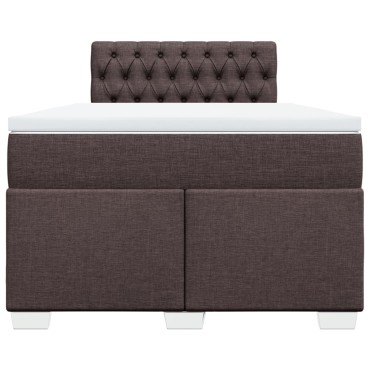vidaXL Κρεβάτι Boxspring με Στρώμα Σκούρο Καφέ 120x190 εκ Υφασμάτινο