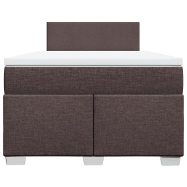 vidaXL Κρεβάτι Boxspring με Στρώμα Σκούρο Καφέ 120x190 εκ Υφασμάτινο