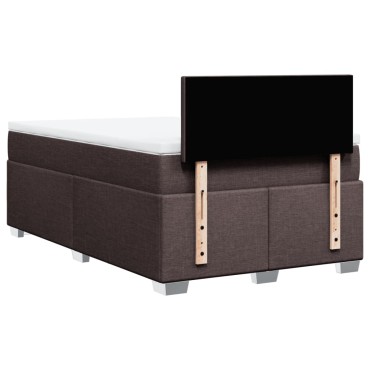 vidaXL Κρεβάτι Boxspring με Στρώμα Σκούρο Καφέ 120x190 εκ Υφασμάτινο