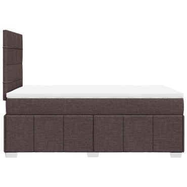 vidaXL Κρεβάτι Boxspring με Στρώμα Σκούρο Καφέ 120x190 εκ Υφασμάτινο