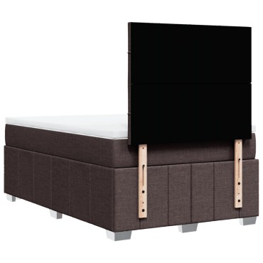 vidaXL Κρεβάτι Boxspring με Στρώμα Σκούρο Καφέ 120x190 εκ Υφασμάτινο