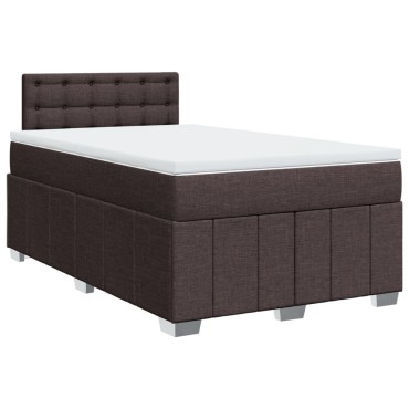 vidaXL Κρεβάτι Boxspring με Στρώμα Σκούρο Καφέ 120x190 εκ Υφασμάτινο