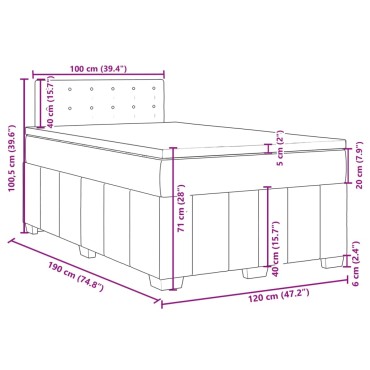 vidaXL Κρεβάτι Boxspring με Στρώμα Σκούρο Καφέ 120x190 εκ Υφασμάτινο