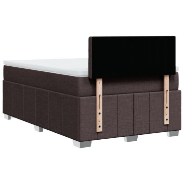 vidaXL Κρεβάτι Boxspring με Στρώμα Σκούρο Καφέ 120x190 εκ Υφασμάτινο