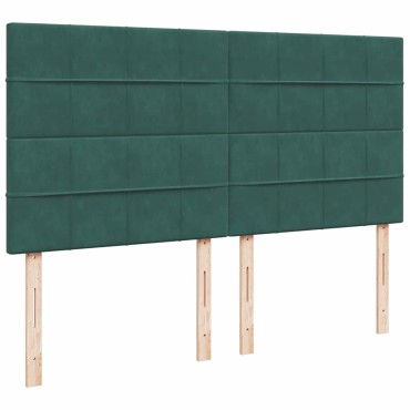 vidaXL Κρεβάτι Boxspring με Στρώμα Σκούρο Πράσινο 200x200εκ. Βελούδινο