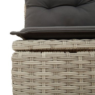 vidaXL Σετ Καναπέ Κήπου 9 Τεμαχίων με Μαξιλάρια Light Grey Πολυ Ρατάν