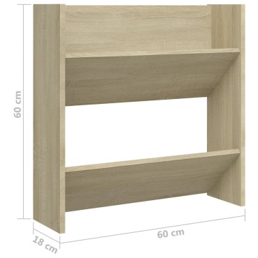vidaXL Παπουτσοθήκη Τοίχου Sonoma Δρυς 60x18x60cm Μοριοσανίδα