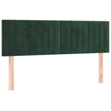 vidaXL Κρεβάτι Boxspring με Στρώμα Σκούρο Πράσινο 140x200εκ. Βελούδινο