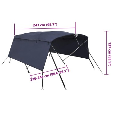 vidaXL Τέντα Σκάφους με 4 Αψίδες Τοιχώματα 243x(230-244)x137 εκ.