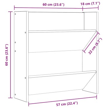 vidaXL Παπουτσοθήκη Τοίχου Γκρι Σκυροδέματος 60x18x60cm Μοριοσανίδα