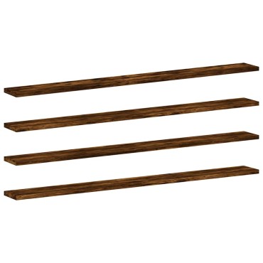 vidaXL Ράφια Τοίχου 4 τεμ. Καπνιστή Δρυς 100x10x1,5cm Επεξεργ. Ξύλο