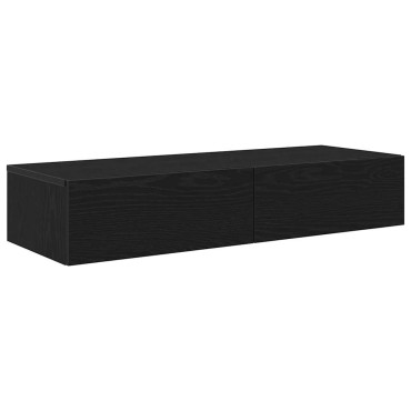 vidaXL Ράφι τοίχου με συρτάρια Μαύρο 100x36x19cm Κατασκευασμένο ξύλο 1 τεμ.