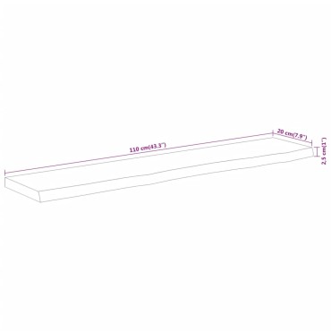 vidaXL Ράφι Επιτοίχιο Ορθ. Live Edge 110x20x2,5cm Μασίφ Ξύλο Ακακίας