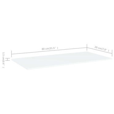vidaXL Ράφια Βιβλιοθήκης 4 τεμ. Λευκά 80x20x1,5cm από Επεξ. Ξύλο