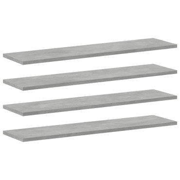 vidaXL Ράφια Βιβλιοθήκης 4 τεμ. Γκρι Σκυροδ. 80x20x1,5cm Επεξ. Ξύλο