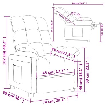 vidaXL Πολυθρόνα Ανακλινόμενη Taupe Υφασμάτινη 74x99x102cm 1 τεμ.