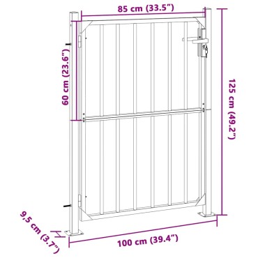 vidaXL Πόρτα Περίφραξης Κήπου 85x120 εκ. από Ανοξείδωτο Ατσάλι