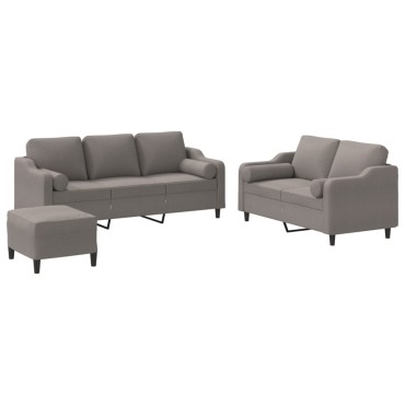 vidaXL Σετ Σαλονιού 3 τεμ. Taupe από Ύφασμα 138x77x80cm  Διθέσιος Τριθέσιος