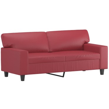 vidaXL Καναπές 3 τεμ. σετ κόκκινο κρασί Faux δέρμα 154x77x80cm  Διθέσιος