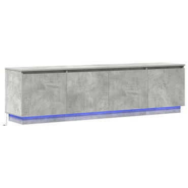 vidaXL Ντουλάπι τηλεόρασης με LED τσιμεντένιο γκρι 180x38x49cm από επεξεργασμένο ξύλο