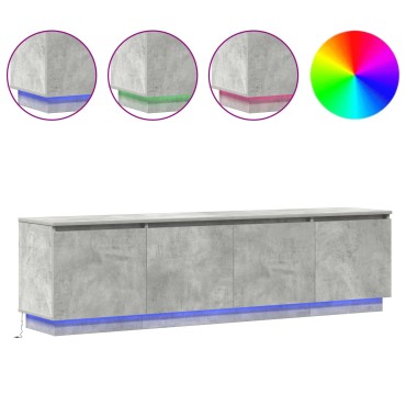 vidaXL Ντουλάπι τηλεόρασης με LED τσιμεντένιο γκρι 180x38x49cm από επεξεργασμένο ξύλο