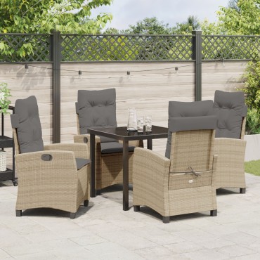 vidaXL Σετ Κήπου 5 Τεμ.  με Μαξιλάρια Μπεζ Poly Rattan