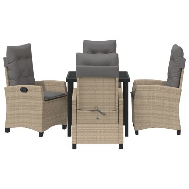vidaXL Σετ Κήπου 5 Τεμ.  με Μαξιλάρια Μπεζ Poly Rattan