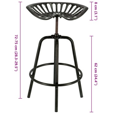 Esschert Design Καρέκλα Μπαρ με Όψη Τρακτέρ Μαύρη 50,5x48x(72-75)cm 1 τεμ.
