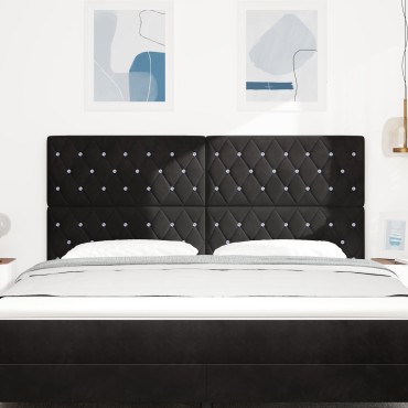 vidaXL κεφαλάρι  Κρυστάλλινη Κουμπί Tufted Μαύρο Βελούδινοxxcm